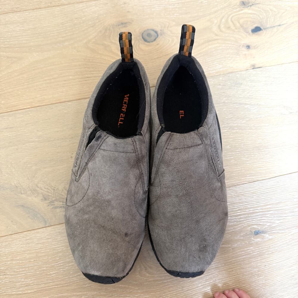 Merrell Jungle Moc Gunsmoke Gray Suede Slip On Loafer Shoes Comfort 10.5 W